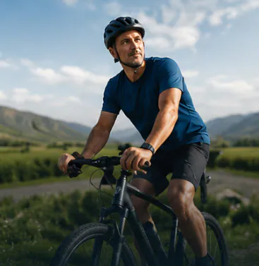 Cyclist riding outdoors