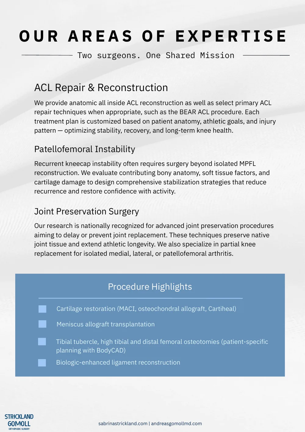 Strickland Gomoll Orthopaedic Surgery Newsletter, Volume 1 — page 3